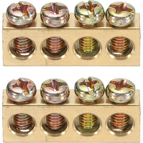 2 Barres de Terre, 4 Positions Barre de Terre à Bornes en Laiton à Vis, M4 28,5x6x10mm Bloc à Vis Barrière en Laiton pour Appareils Électriques (1/5)