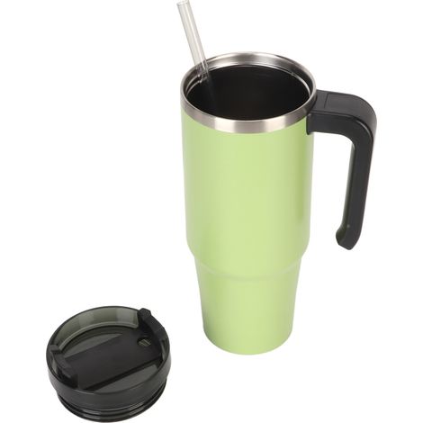 Gourde isotherme 40oz en acier inoxydable pour boissons chaudes et froides, bouteille isotherme anti-fuite avec paille, idéale pour les voyages en extérieur (1/5)