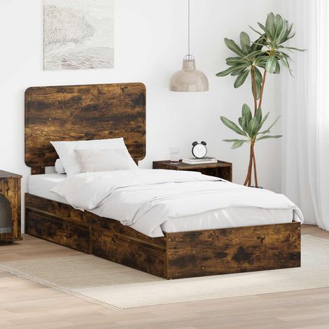 Aufbewahrungsbett Geräucherte Eiche 75 x 190 cm Holzwerkstoff