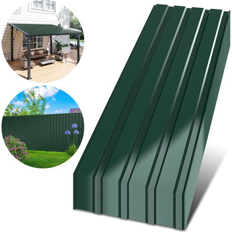 TolleTour 24 chapas trapezoidales galvanizadas verdes 115 x 45 cm, para techo y pared, 0,25 mm (1/5)