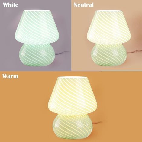 Lampe de Chevet Champignon, Lumière de nuit en Verre Chambre à Coucher, Lampe De Chevet, Lampe de Chevet Chambre Lampe Veilleuse Cadeaux De Pour La Famille Les Amis (Vert) (1/4)