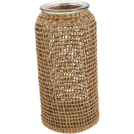 Vase en Verre Tissage en Herbe Délicate pour Décoration Intérieure et Arrangement Floral, Grand Diamètre, Ornement Unique pour Salon ou Bureau (1/5)