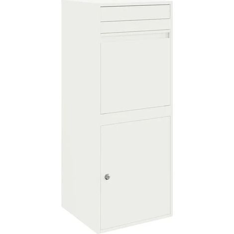 Boîte de dépôt de colis avec porte, blanche, 41 x 38 x 103 cm, acier. (1/5)