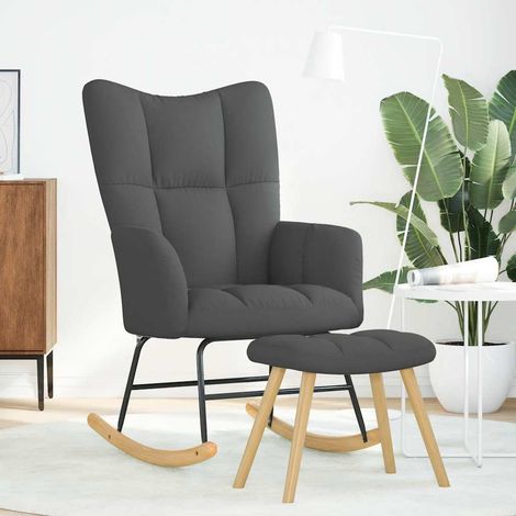 Chaise à bascule,Chaise de relaxation avec repose-pied Gris foncé Tissu CFW32097 (1/5)
