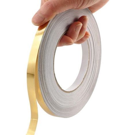 Ruban Adhésif PET - Doré - Miroir - Décollable Réutilisable - 50 m x 2 cm - Pour Bricolage Décoratif Et Arts Graphiques (1/4)