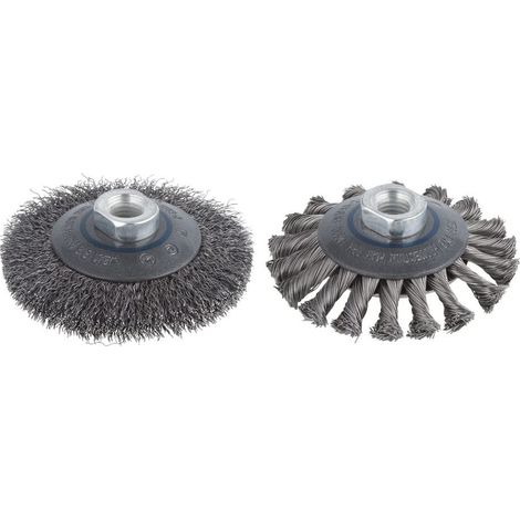 Brosse métallique conique pour Meuleuse M14 Diamètre 100 mm (1/2)