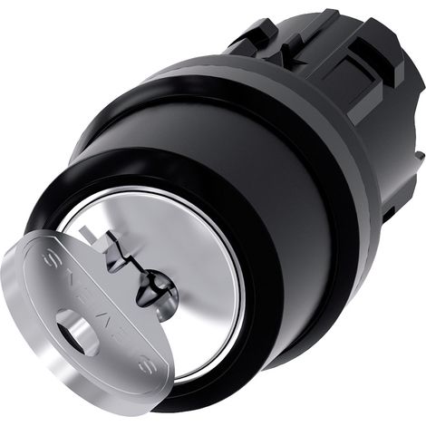 Siemens 3SU10004BC010AA0 3SU1000-4BC01-0AA0 Commutateur à clé collerette plastique noir 1 x 45 ° 1 p (1/3)