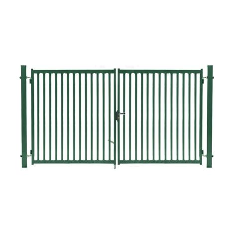 Cloture & Jardin – Portail barreaudé vert 4m – Acier galvanisé thermolaqué – Largeur passage 3,81m – Sens d'ouverture tirant droit (1/4)