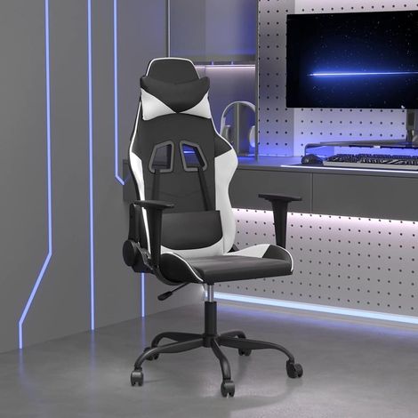 vidaXL Chaise de jeu Noir et blanc Similicuir (1/5)
