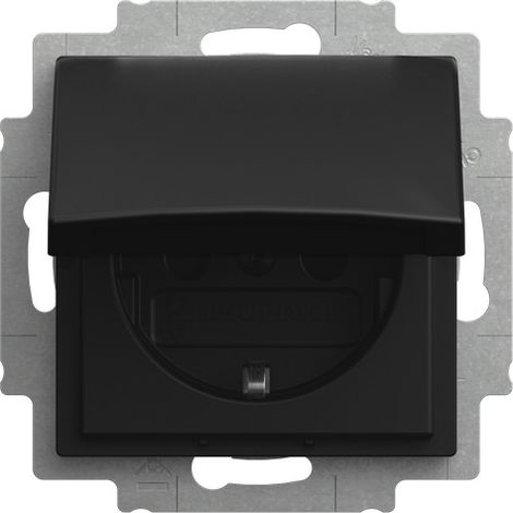 Busch-Jaeger Presa SCHUKO® Safety+ con coperchio a cerniera nero opaco - Busch-balance® SI (20 EUKB-915), 2CKA002013A5540