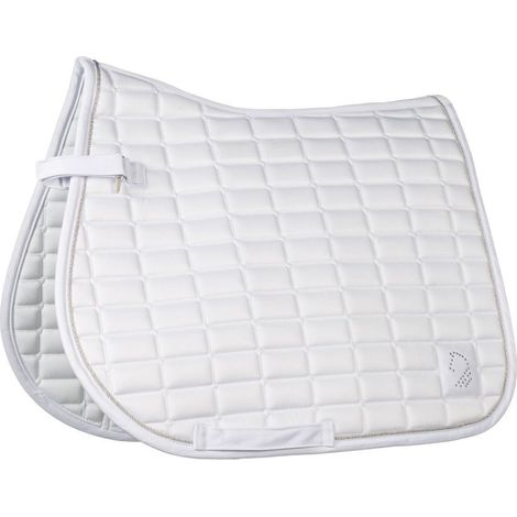 dressage pony, bianco: Sottosella inglese modello Amalfi con inserto in silicone antiscivolo e decoro cristalli