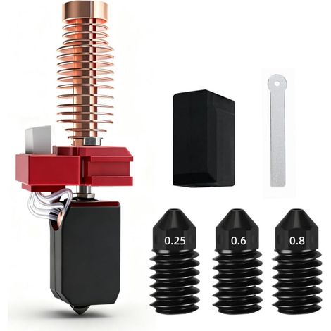 Kit Hotend adapté pour Flashforge Adventurer AD5M/Pro remplacement d'imprimante 3D pré-installé 0,4 mm avec buse durcie détachable rapide de 0,25 0,6 0,8 mm (1/5)