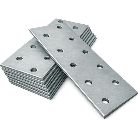 10 x Plaques d'assemblage perforée plates (100 x 40 x 2) Connecteur de réparation, Plaques de raccord, en acier galvanisé (1/5)