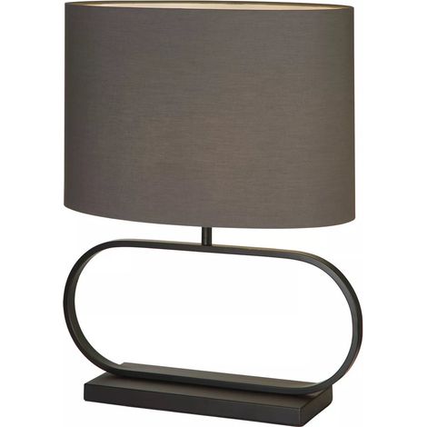 Searchlight Sleek Lampe de table, noire, abat-jour gris, 1 x E27 (1/5)