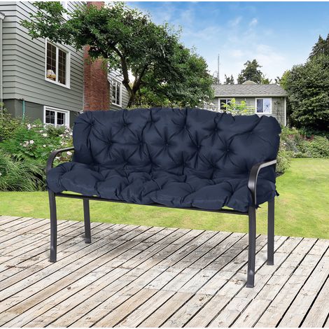 Bankkissen für 3 Sitze 150 x 98 x 8 cm mit Bändern, Polyester, Dunkelblau OKMYHOME (1/5)