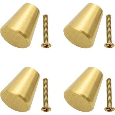 Lot de 4 boutons de meuble ronds en laiton massif (2 x 2 x 2,5 cm), avec vis, pour placards, salles de bain et cuisines