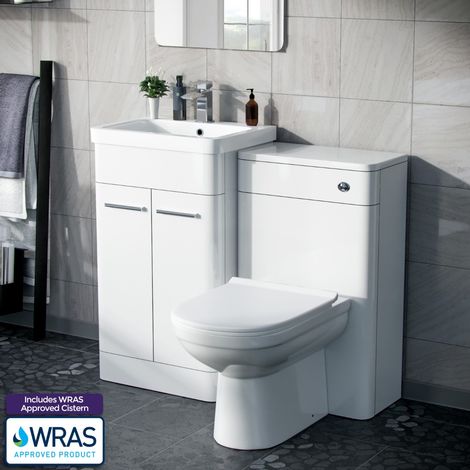 Afern 500mm Vanity Basin Unit, WC Unit & Elso Back to Wall Toilet White (1/5)
