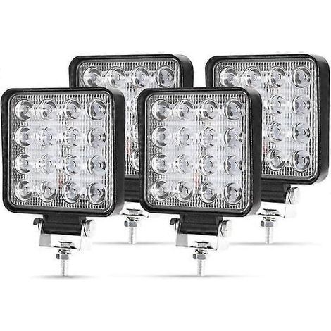 Projecteur de travail LED 4 x 48 W, projecteur carré 12 V/24 V longue portée H (1/5)