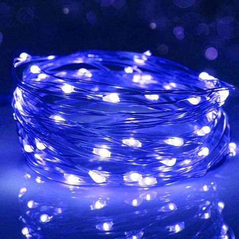 Guirlande lumineuse LED, 3 m, 30 LED, fonctionne à piles, étanche, pour jardin extérieur, fête de mariage, Noël (bleu) (1/5)