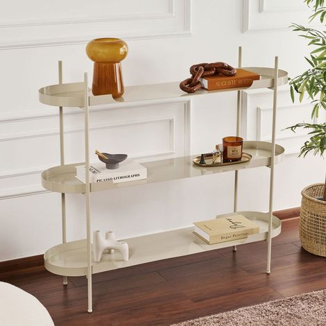 Etagère ovale 3 niveaux 120x34x106 cm métal taupe - SEMA