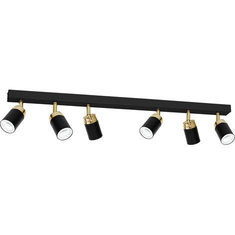 Barre 6 spots orientables noir/or GU10 Reno Luminex
