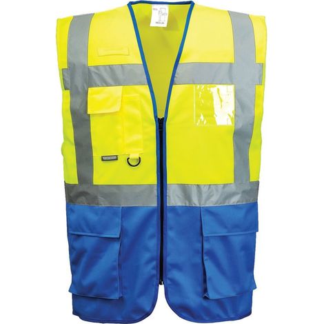 Gilet di pronto soccorso fluorescente ad alta visibilità Portwest Executive Varsavia Giallo / Reale L