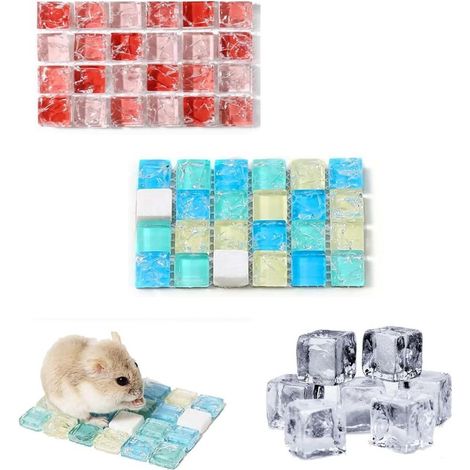 Kühlmatte, Eisbett für Kaninchen, Kühlkissen für Haustiere, Kühlmatte für Hamster, Hamster-Eisbett, 2 Stück (Blau & Rot) (1/5)