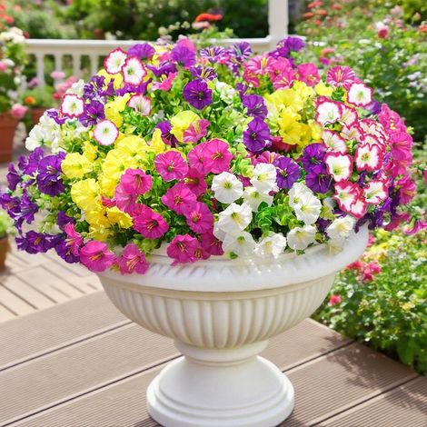 FLITI Artificial Flowers for Outdoor Use, Silk Fake Flowers, Realistic, UV Resistant, 5 Colors, 10 Bouquets for Garden and Balcony (1/5)