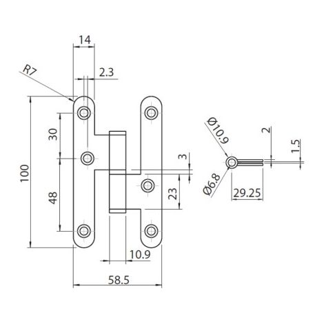 Pernio Inoxidable Inther L305/100 Negro 100x58.5mm Derecha Pack 20 Uds (1/2)