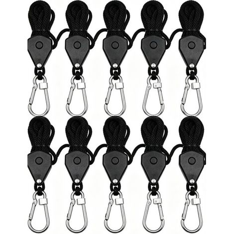 Set di 10 ganci a corda regolabili, corda per appendere luci per piante, ganci regolabili in altezza, in plastica, 5 x 3 x 1 cm, per appendere luci per piante (1/5)