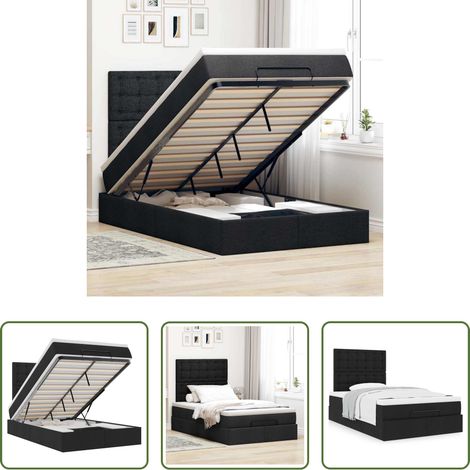 vidaXL Stauraum - Ottoman-Bett mit Matratze Schwarz 120x200 cm Stoff (1/5)