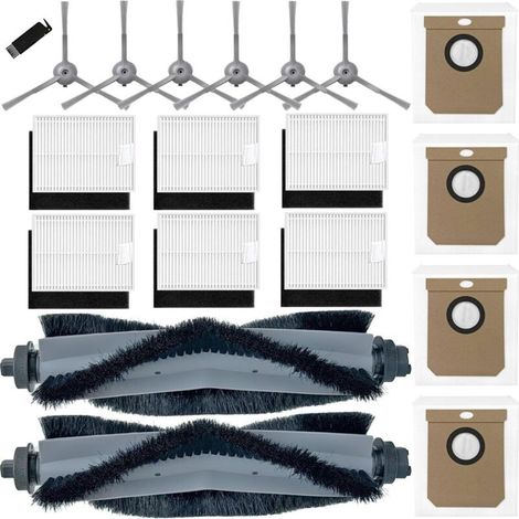 Accessory kit for Eufy Clean L60 SES / L60 Hybrid SES / L50 SES, 2 main brushes, 6 side brushes, 6 filters, 4 replacement bags (1/4)