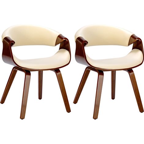 Set di 2 sedie da pranzo Foley Noce/crema Finta pelle