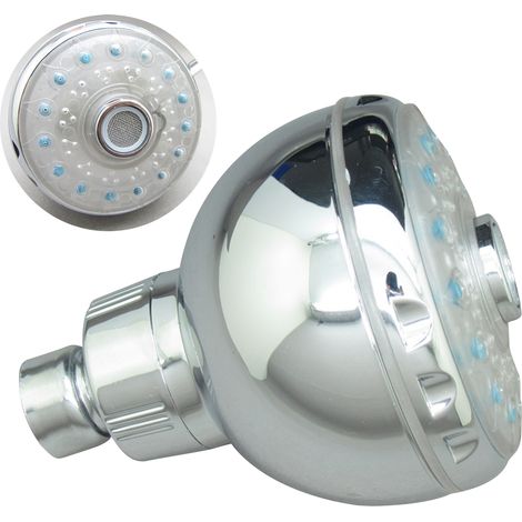 Pommeau douche LED 7 couleurs clignotantes, 3 jets effet pluie, réglable chrome poli, remplacement pour salle de bain (1/5)