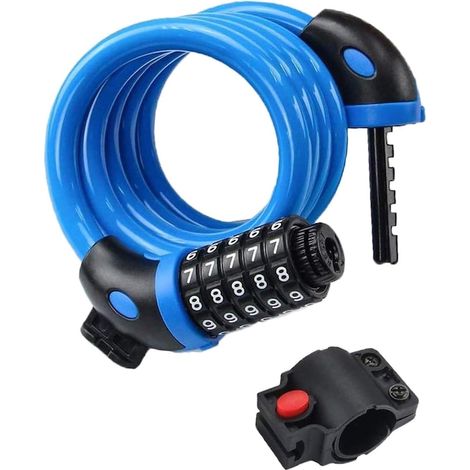 Fahrrad-Diebstahlsicherung mit 5-stelligem Code, Hggzeg, mit Montagehalterung, einziehbarem Stahlkabel, wasserdicht und rostbeständig, schnitt- und bruchfest, Durchmesser 11 mm, für Fahrräder/Motorräd (1/5)