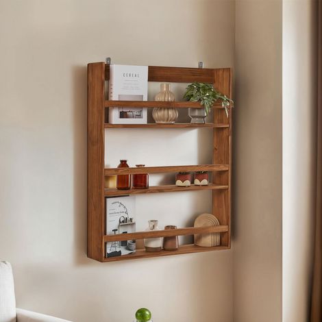 Étagère murale design 3 niches 73x14x90 cm en pin massif