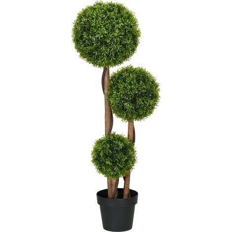 Buis artificiel 110cm résistant UV 3 boules