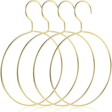 Golden Scarf Ring Hanger Metal 7 Inch Round Scarf Holder for Scarves Belt Ties Multifunctional Wardrobe Organiser (1/5)