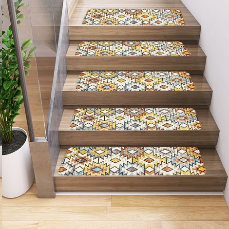 Lot de 5 tapis d'escalier antidérapants, tapis de sol, tapis d'escalier, tapis d'escalier d'intérieur, tapis d'escalier de bord, 76 x 20 cm (1/5)