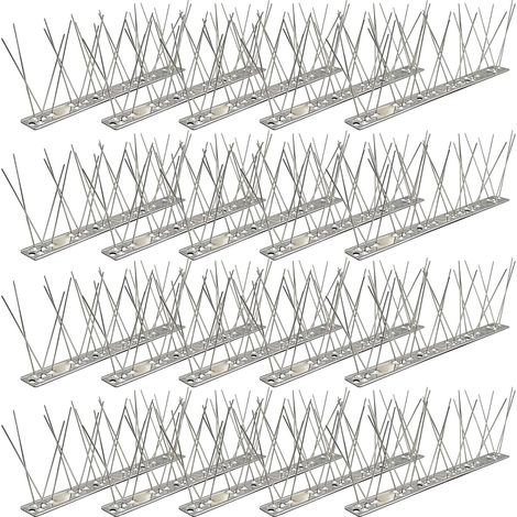Pics Anti Pigeon INOX (1m, 4 pcs à 25cm) - Kit Répulsif Oiseaux 304 avec 8 Vis & 8 Colliers - pour Balcon, Gouttière, Toit & Fenêtre - Contre Corbeaux (1/5)