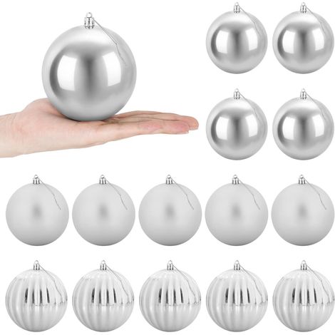 Weihnachtsbaumkugel Set XL 15 stk. Silber Ø 10 cm Kunststoff vidaXL (1/5)