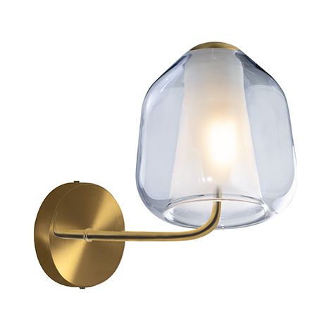 Applique Contemporanea Double Skin Metallo Ottone Vetro Blu 1 Luce E27