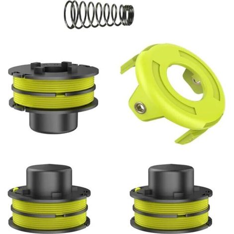 Trimmer line spools, compatible with RLT3025F/S and RLT3525S, interchangeable, original RAC119 (3 replacement spools + 1 spring + 1 trimmer cover), 4.92 x 4.92 x 3.71 cm (1/4)