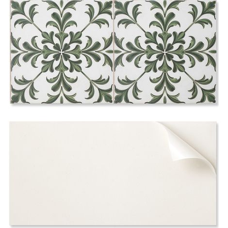 Azulejos de vinilo autoadhesivos para pared con motivo vegetal, 10x40x20 cm.