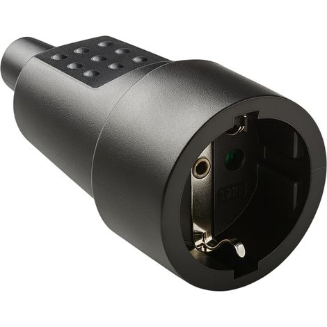 WEBMATEL Base Enchufe Móvil Hembra Schuko TT 16A 250V PVC Goma Negro (1/4)