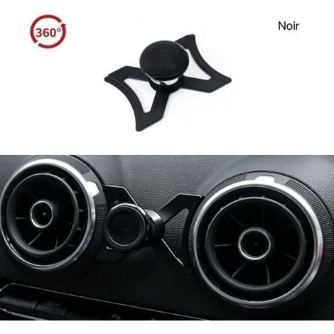 Support téléphone Audi A3 S3 RS3 8V 2012-2016, fixation sur grille d'aération, rotation 360°, GPS, noir (1/5)
