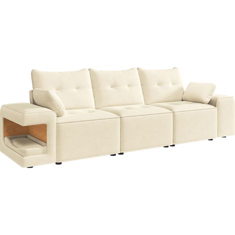 3-Sitzer-Modulsofa aus Samt mit Stauraum und gepolsterten Haustiernischen, Beige (1/5)