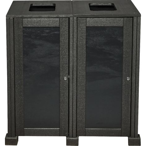 Station de Tri Sélectif en Matière Recyclée - 2 Flux - Noir Carbone - Probbax (1/2)