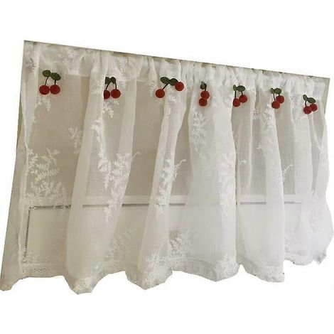 Rideaux français semi-transparents à découpes florales, passe-tringle, pour cuisine, bureau ou chambre (1 pièce, H x L 50 x 100 cm). (1/5)