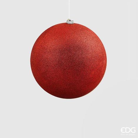 1 PALLINA POLY 15CM GLITTER ROSSO NATALE ADDOBBI ALBERO (1/2)